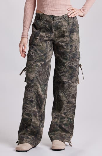 Unionbay Jude Camo Print High Waist Wide Leg Cargo Pants In Green