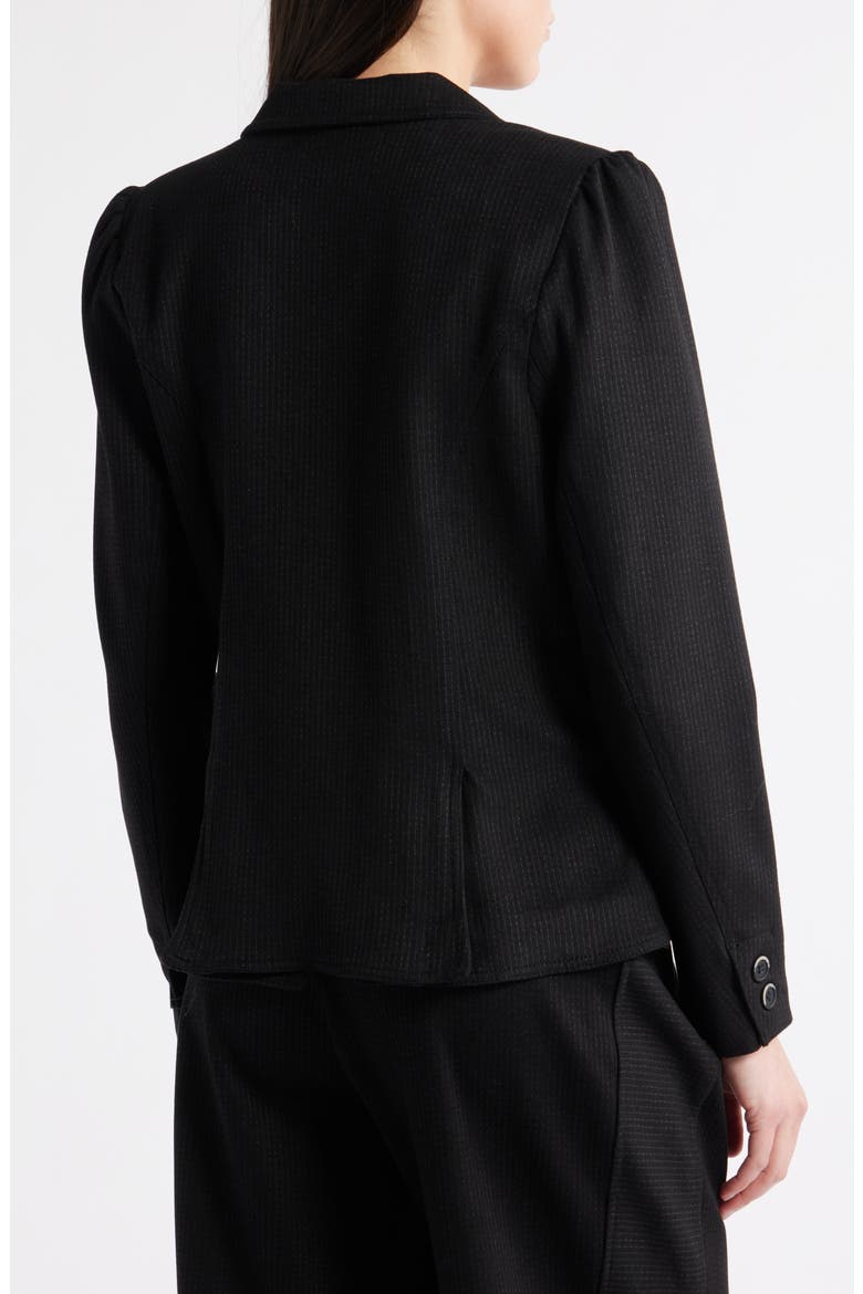 Stripe Puff Shoulder Blazer, Alternate, color, BLACK