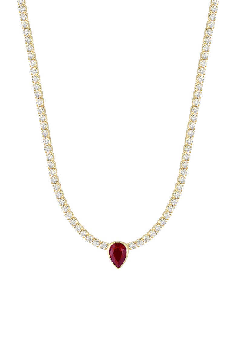 CHLOE AND MADISON Cubic Zirconia Pendant Tennis Choker Necklace, Main, color, Gold