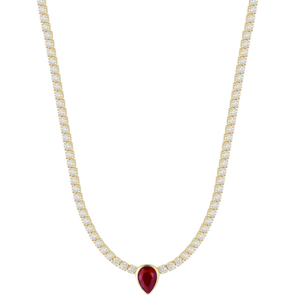 Chloe & Madison Chloe And Madison Cubic Zirconia Pendant Tennis Choker Necklace In Gold