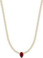 CHLOE AND MADISON Cubic Zirconia Pendant Tennis Choker Necklace