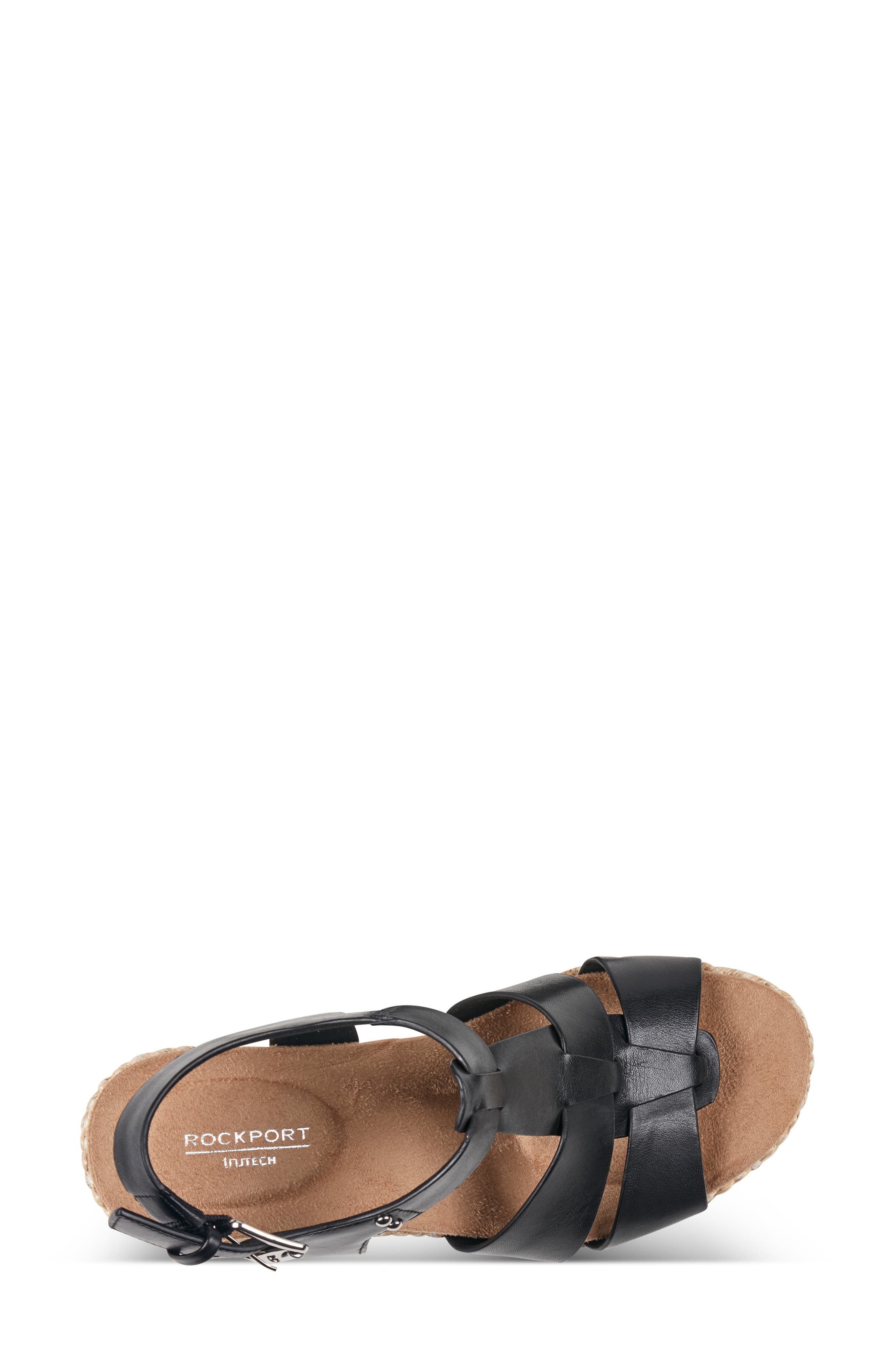 Rockport Belle Wedge Sandal, Alternate, color, Black Leather