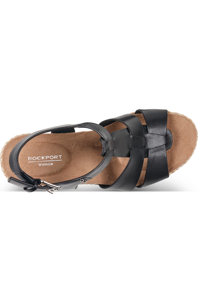 Rockport Belle Wedge Sandal, Alternate, color, Black Leather