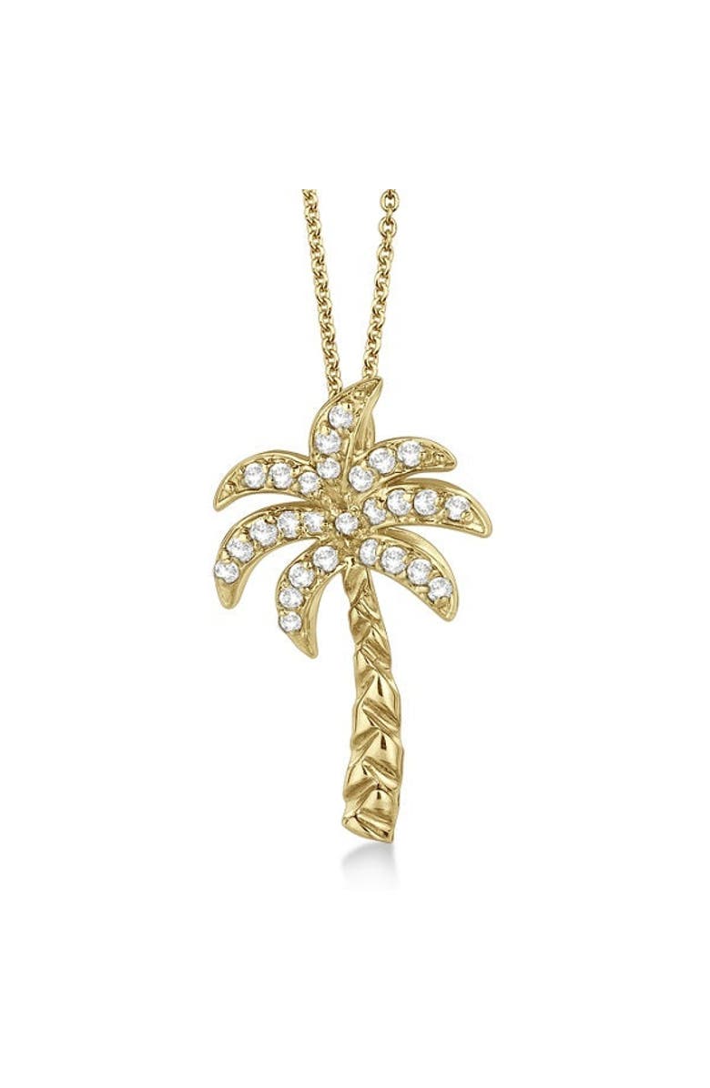 ALLUREZ Palm Tree Shaped Diamond Pendant Necklace 14k, Main, color, Yellow Gold
