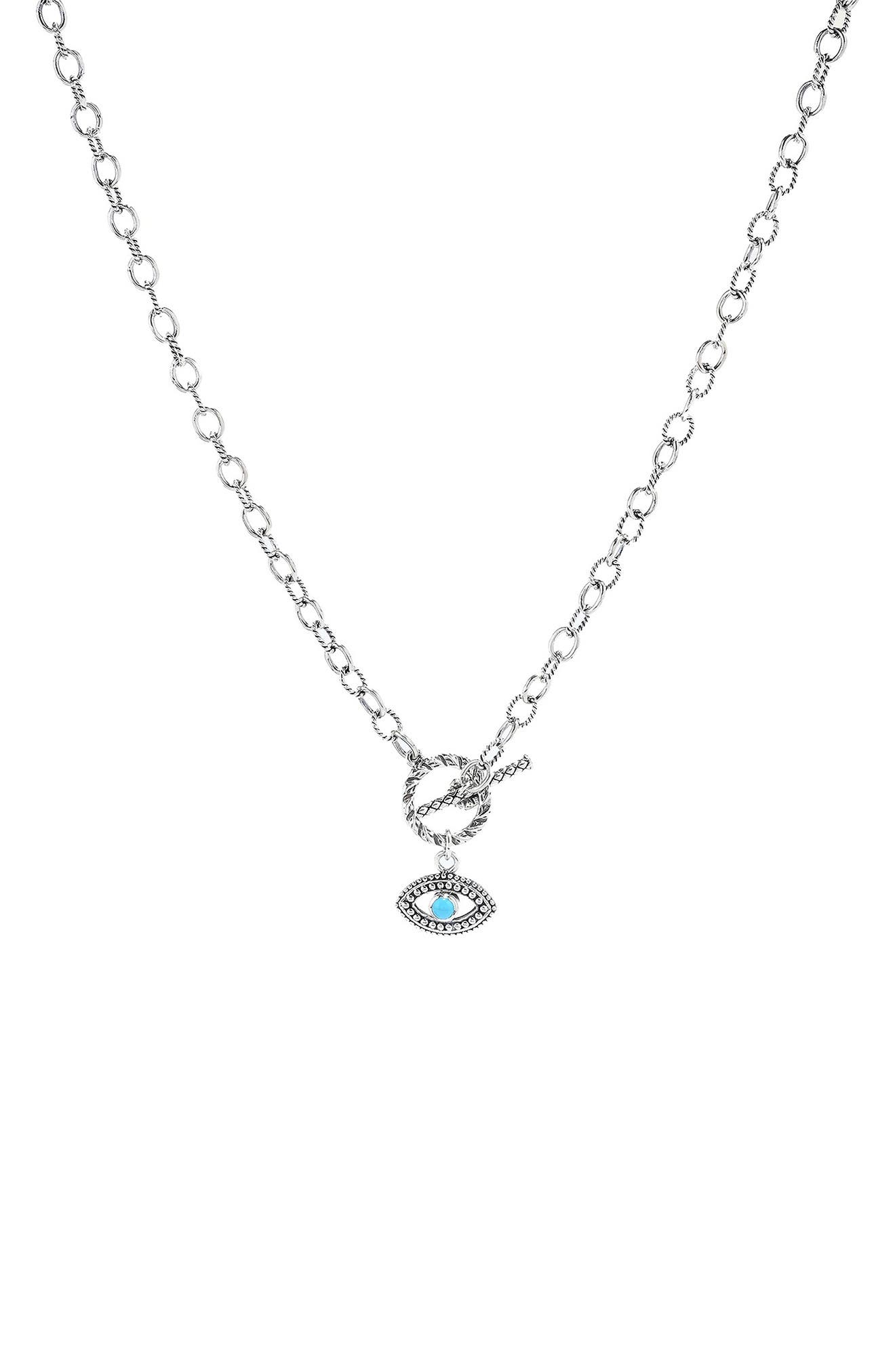 SAMUEL B. Sleeping Beauty Turquoise Evil Eye Pendant Necklace