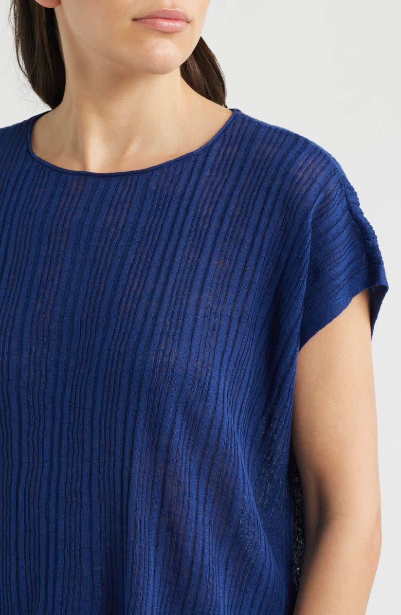 Eileen Fisher Variegated Rib Organic Cotton & Organic Linen Sweater, Alternate, color, Deep Dive