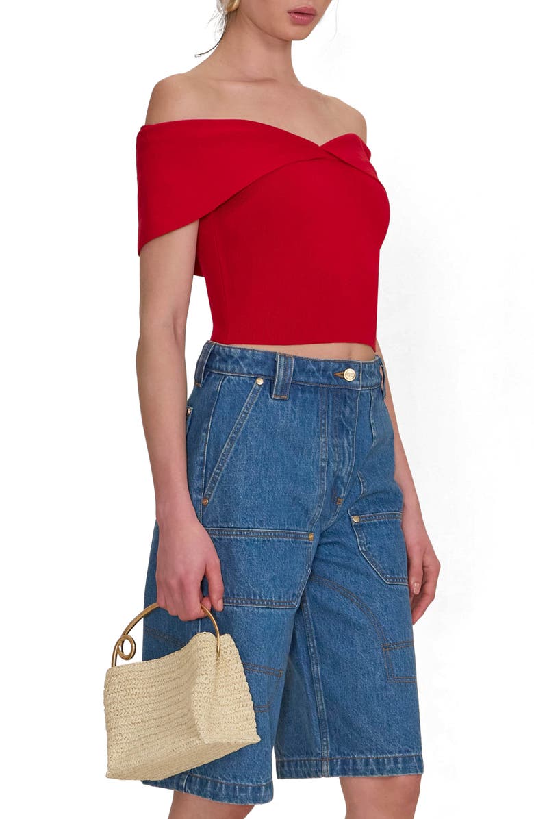 Cult Gaia Prescott Off the Shoulder Knit Top, Alternate, color, Ghermez