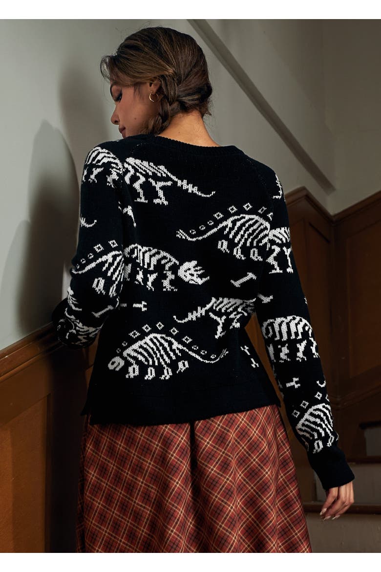 Dying For Dinos Cotton Pullover Sweater, Alternate, color, Bone Voyage