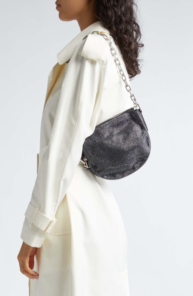 Burberry Small Knight Crystal Embellished Suede Shoulder Bag, Alternate, color,