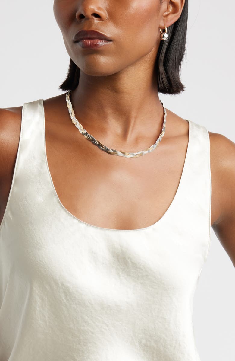 Nordstrom Two-Tone Braided Snake Chain Necklace, Alternate, color, Gold- Silver