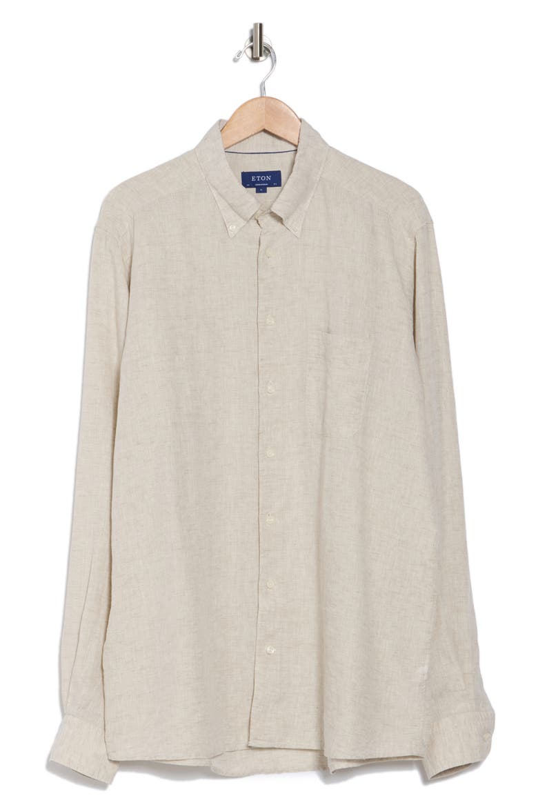 Contemporary Fit Linen Button-Down Shirt, Alternate, color, BEIGE