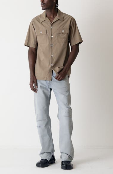 MM6 Maison Margiela Embroidered Numeric Logo Short Sleeve Button MM6 Maison Margiela Embroidered Numeric Logo Short Sleeve Button