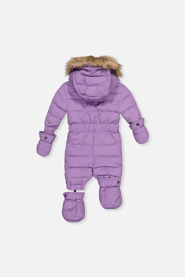 Girl Original One Piece Puffy Snowsuit with Removable Mittens and Boots, Alternate, color, Violet