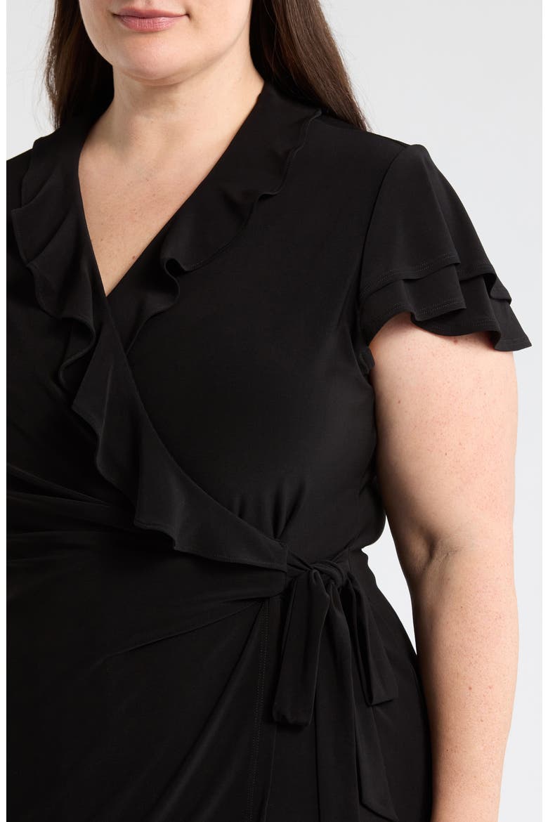 Flutter Sleeve Wrap Top, Alternate, color, ANNE BLACK