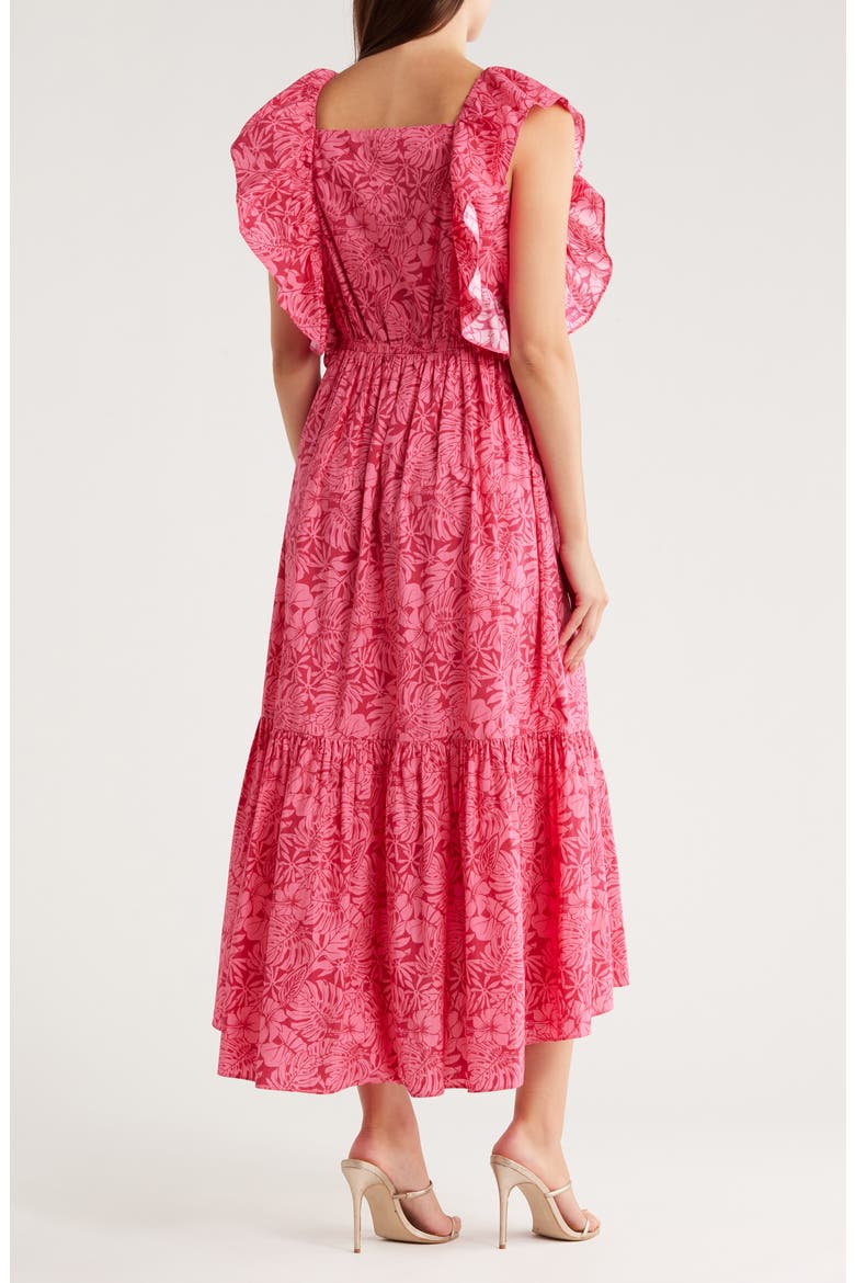Hibiscus Ruffle Midi Dress, Alternate, color, PINK