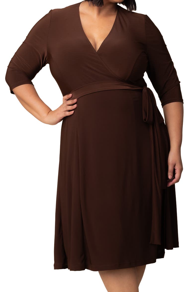Essential Wrap Dress, Alternate, color, BROWN