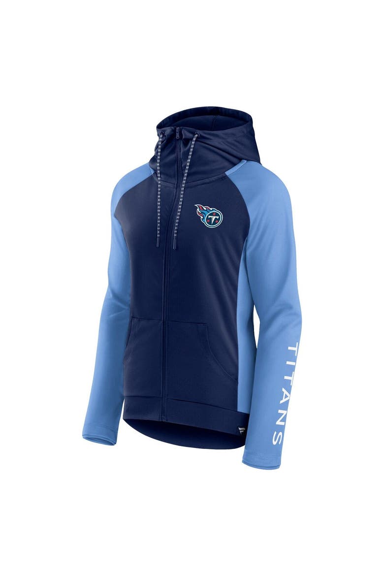 Women's Fanatics Branded Navy/Light Blue Tennessee Titans End Around Lightweight Raglan Full-Zip Hoodie Jacket, Alternate, color, Navy