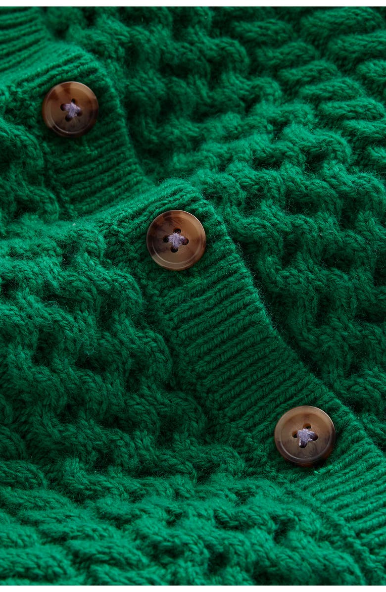 Mini Boden Kids' Heritage Cable Stitch Cardigan, Alternate, color, Emerald Night