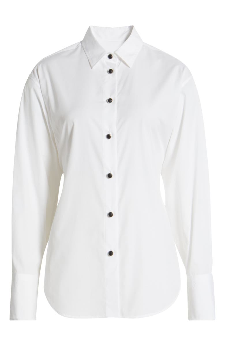 rag & bone Eve Tie-Back Cotton Poplin Button-Up Shirt, Alternate, color, White