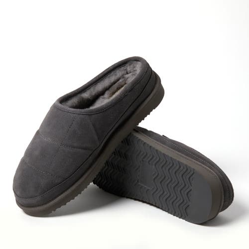 Dearfoams Fireside Grafton Quilted Genuine Shearling Clog Slipper In Grey