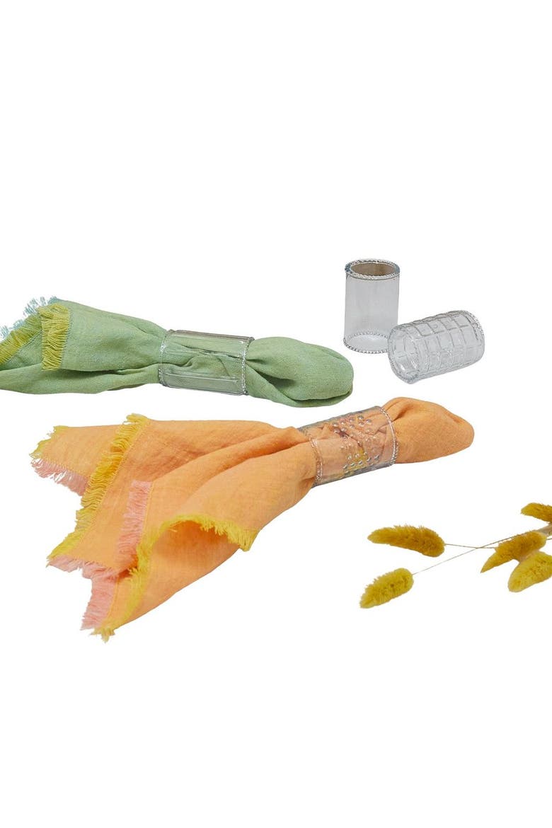 Ruffle Glass Napkin Rings - Set of 4, Main, color, Clear