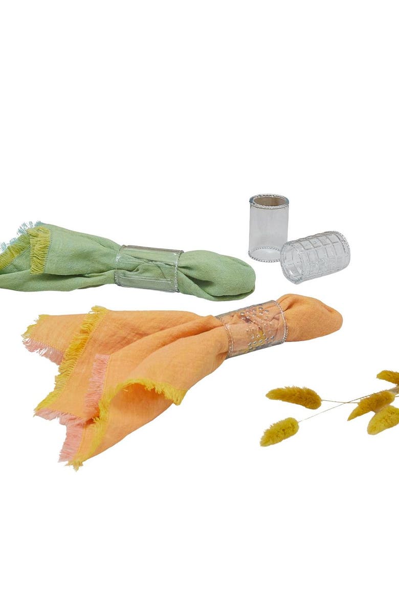 Be Home Ruffle Glass Napkin Rings - Set of 4, Main, color, Clear