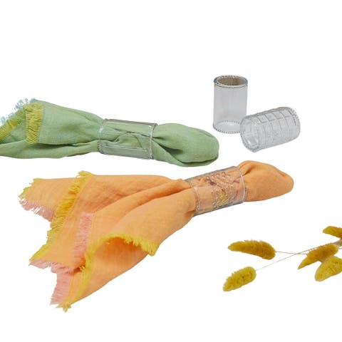 Ruffle Glass Napkin Rings - Set of 4