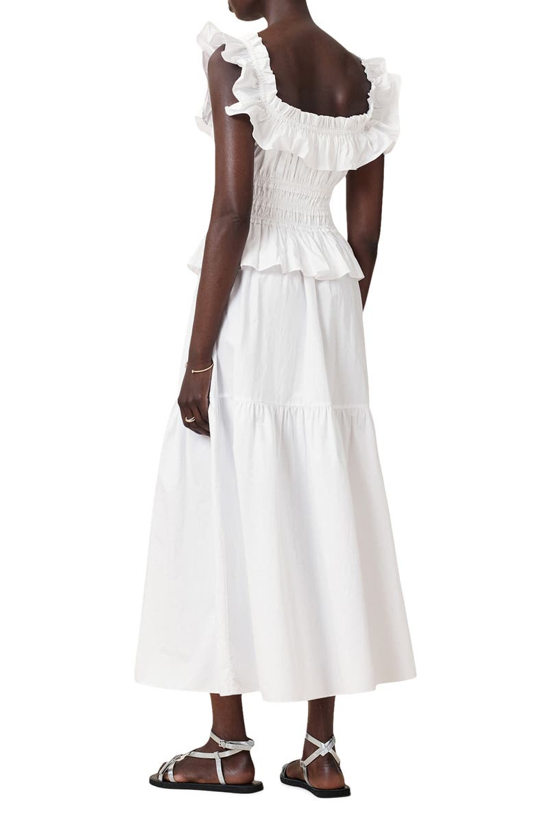 AllSaints Halia Ruffle Cotton Poplin Midi Sundress, Alternate, color, 