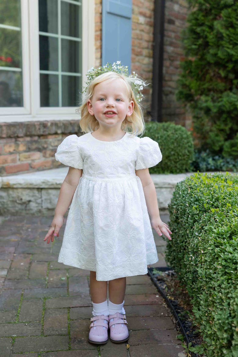 Embroidered Floral Dress, Alternate, color, White