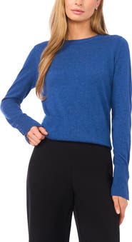 Halogen® Button Cuff Crewneck Sweater