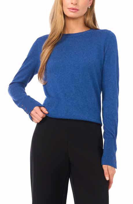 Halogen® Button Cuff Crewneck Sweater