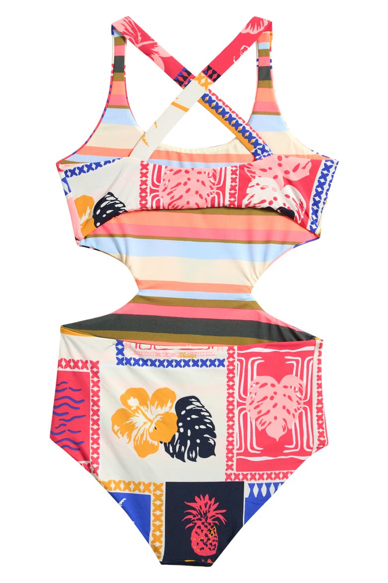 Kids' Paradis Postals Aurorally One-Piece Swimsuit, Alternate, color, BLUE