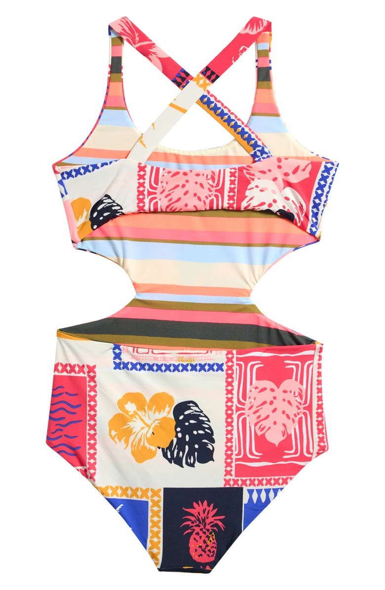 Maaji Kids' Paradis Postals Aurorally One-Piece Swimsuit, Alternate, color, Blue