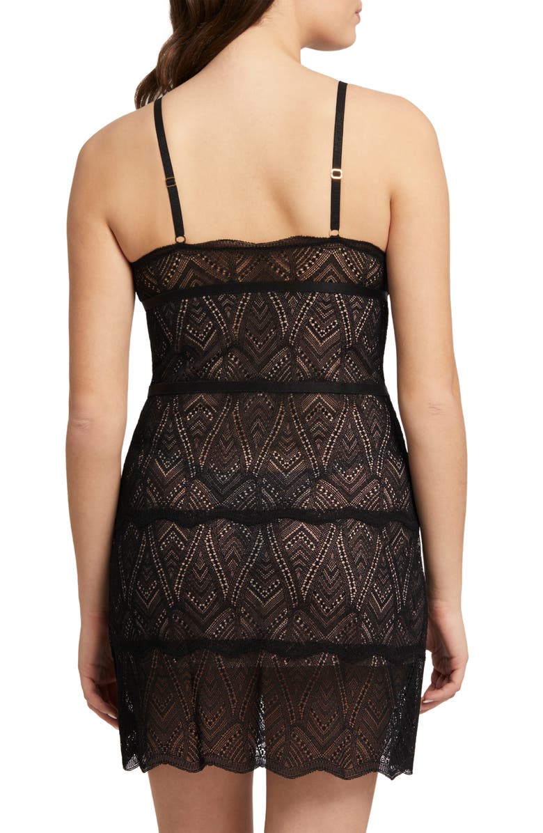 Fleur't Lace Chemise & Thong Set, Alternate, color, 