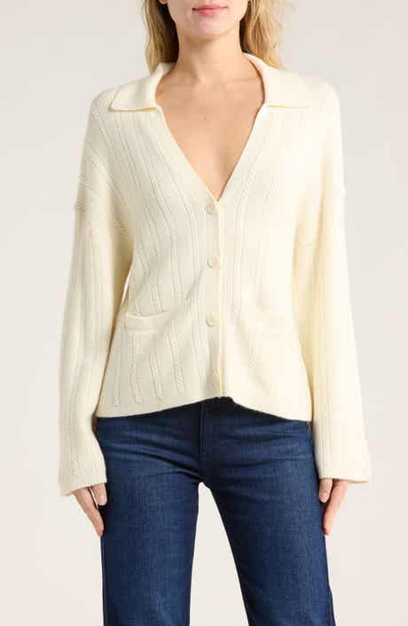 rag & bone Cynthia Johnny Collar Cable Knit Cardigan