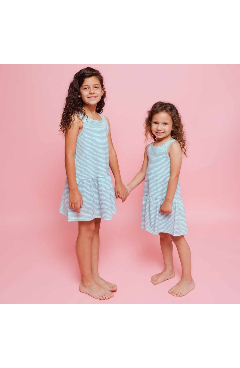 Norani Kids Organic Drop Waist Dress with Matching Biker Shorts, Alternate, color, Green Stripes