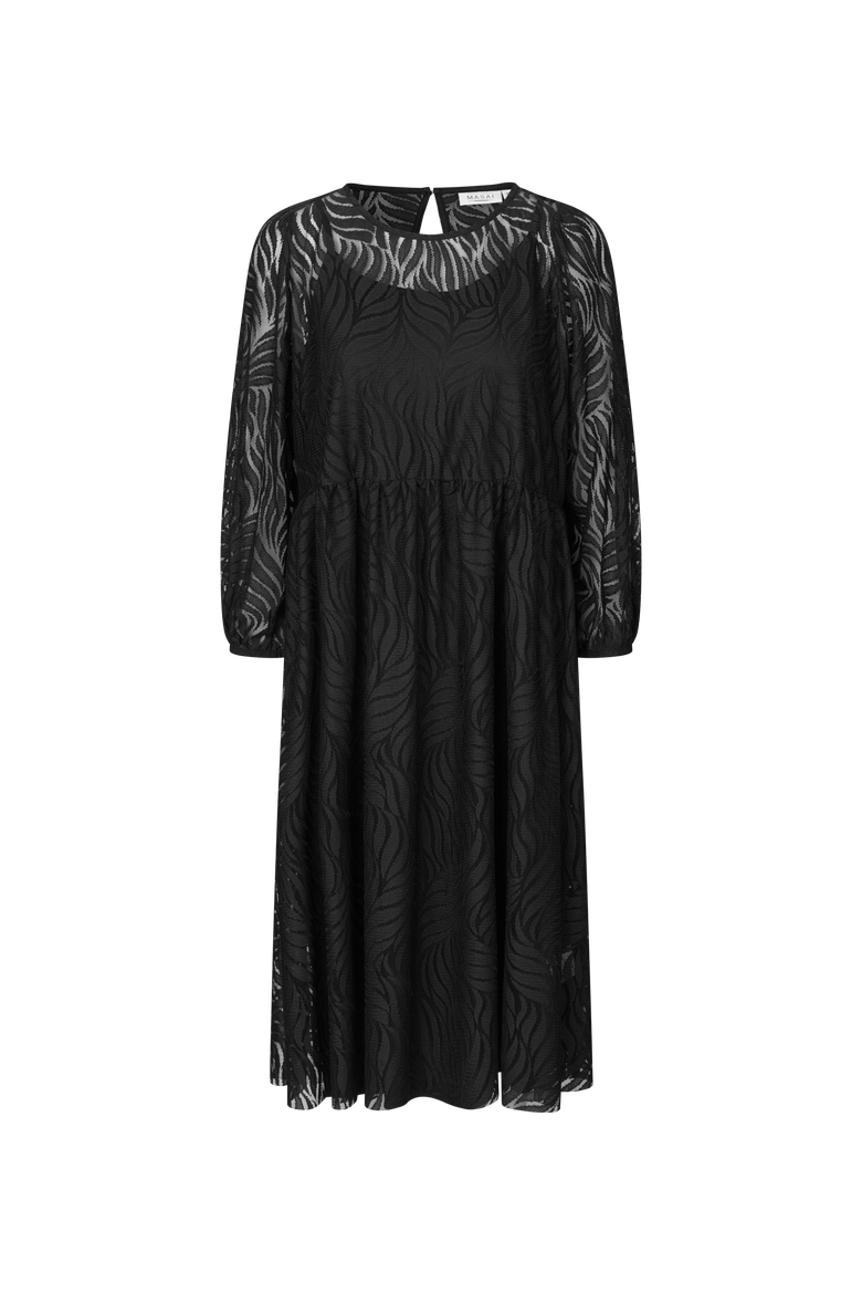 Naylora Long Sleeve A-Line Midi Dress, Alternate, color, Black