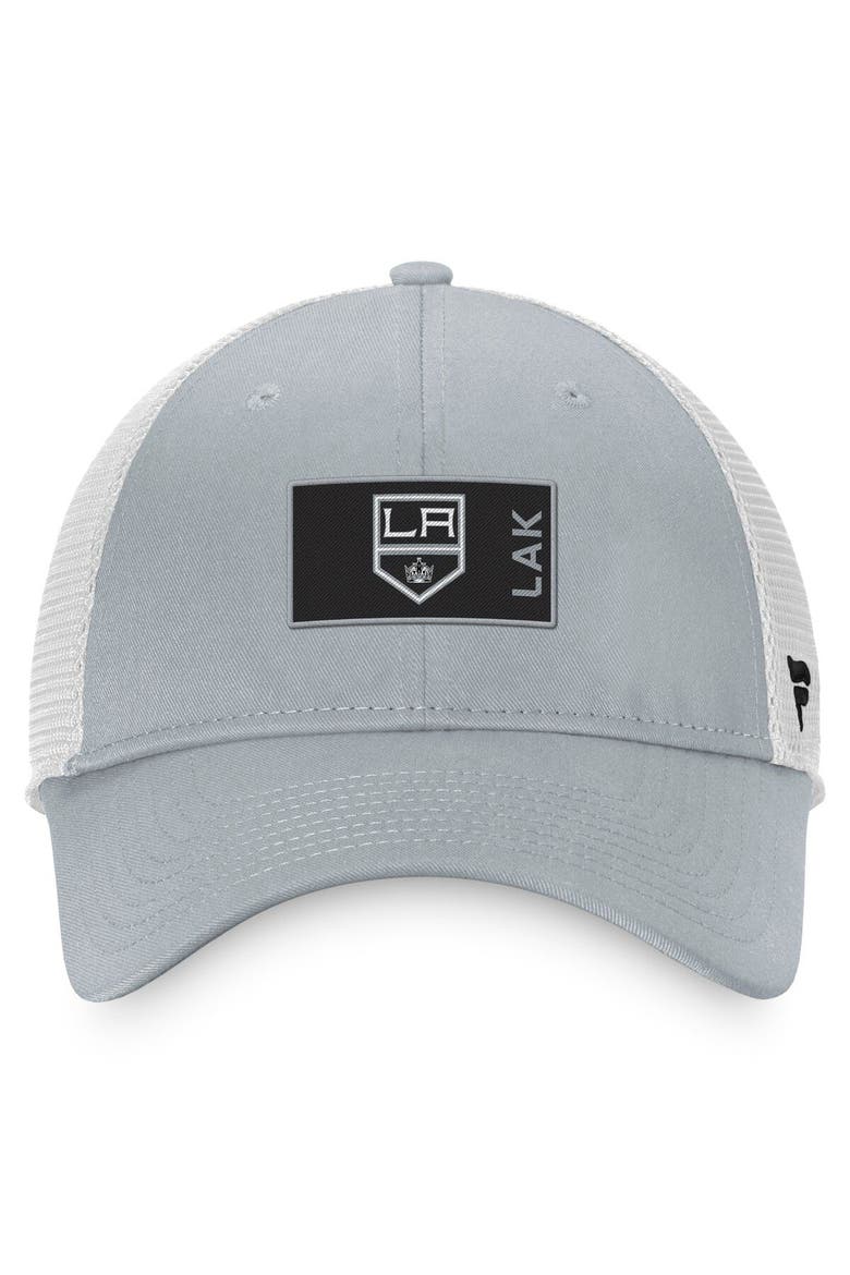 Men's Fanatics Branded Gray/White Los Angeles Kings Authentic Pro Rink Trucker Snapback Hat, Alternate, color, Gray