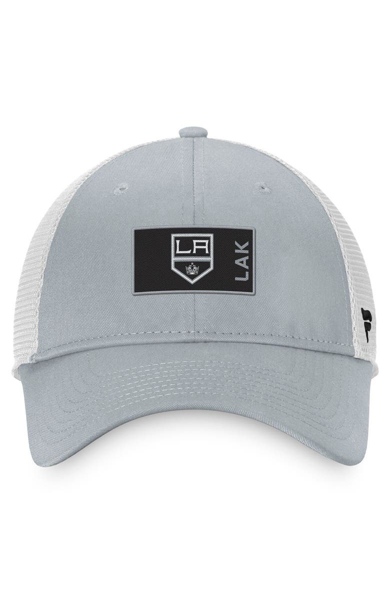 FANATICS Men's Fanatics Branded Gray/White Los Angeles Kings Authentic Pro Rink Trucker Snapback Hat, Alternate, color, 