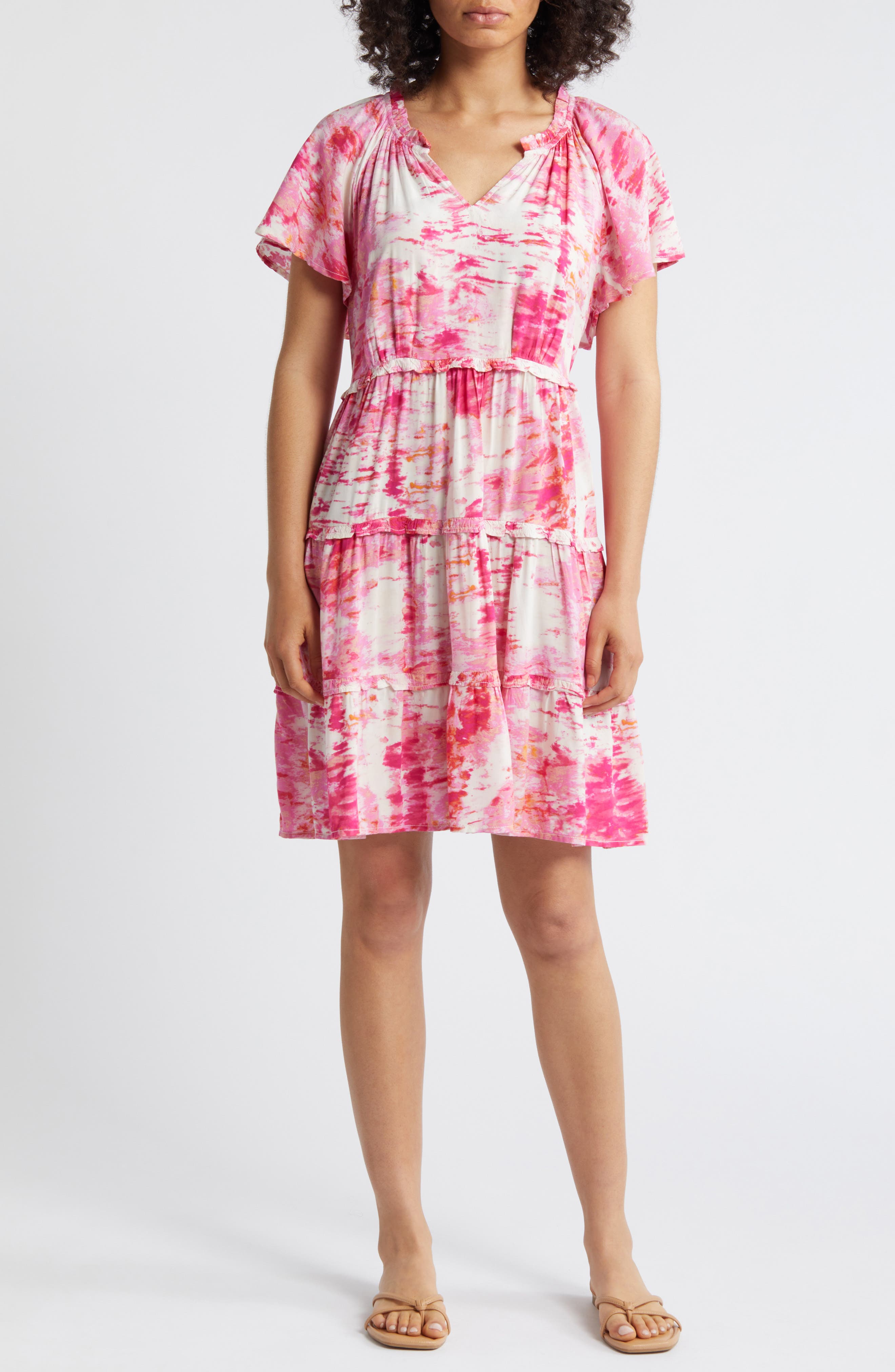 beachlunchlounge Women's Camila Floral Flutter Sleeve Dress