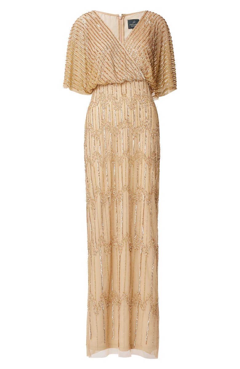 Adrianna Papell Beaded Evening Gown, Alternate, color, Champagne Gold