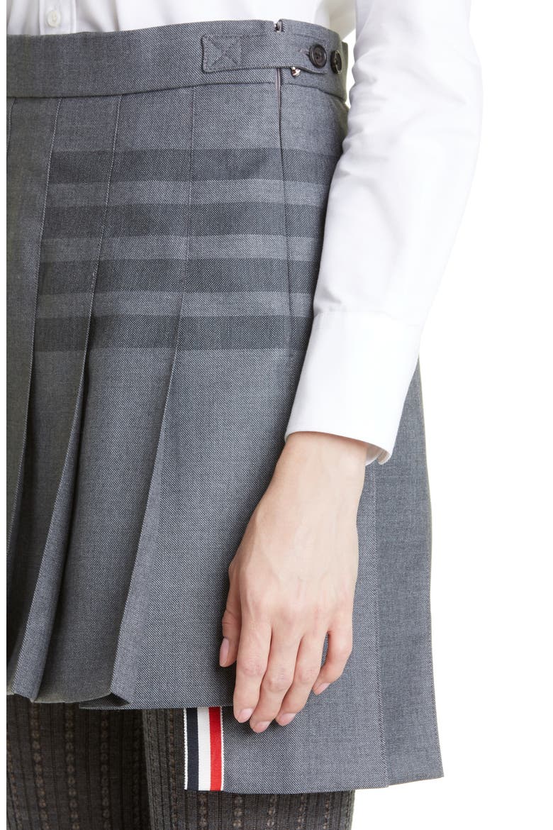 Drop Back Pleated Wool Blend Miniskirt, Alternate, color, MEDIUM GREY