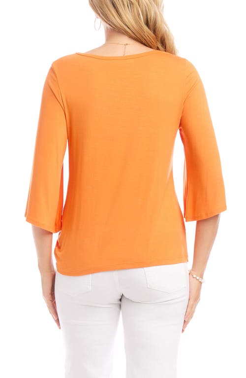 Karen Kane Flare Sleeve Twist Hem Jersey Top In Orange