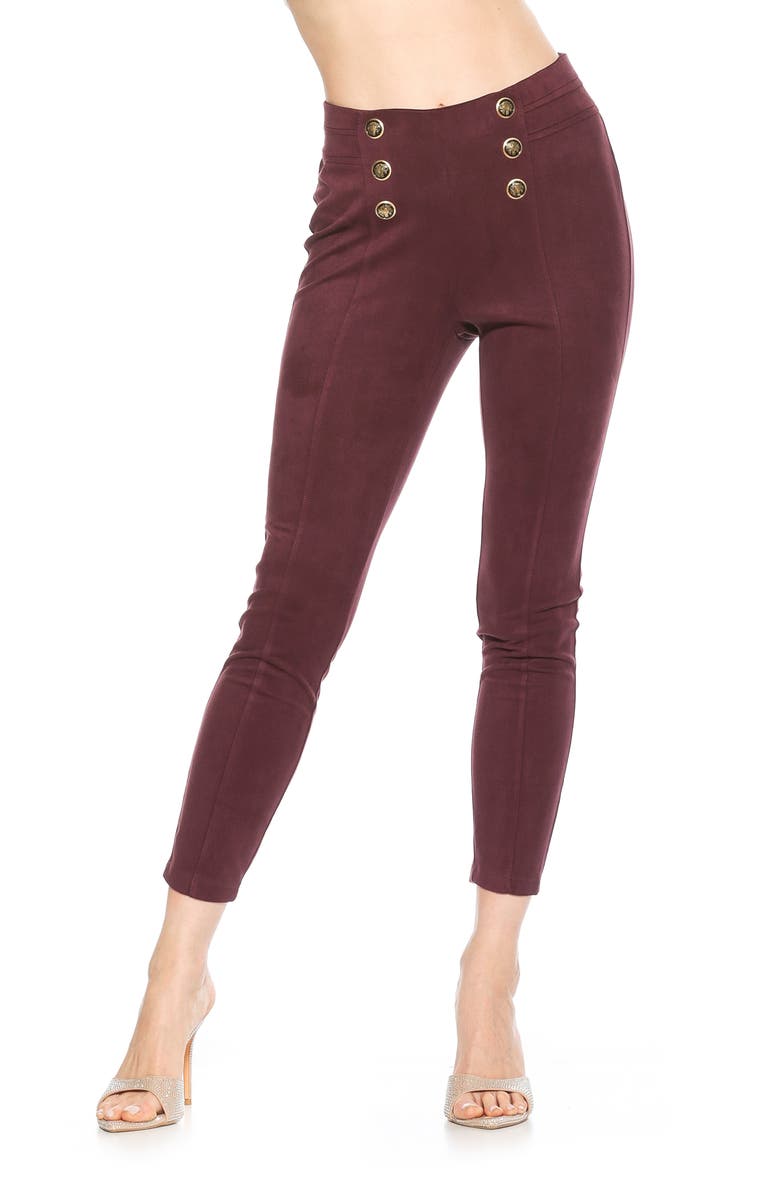 Alexia Admor Feyja Faux Suede Leggings, Alternate, color, Burgundy