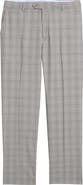 Berle Light Grey Plaid Flat Front Wool Dress Pants