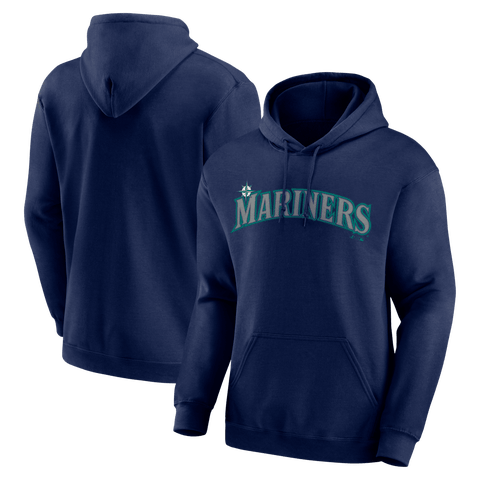 Men's Logo Athletic Navy Seattle Mariners Wordmark Hoodie