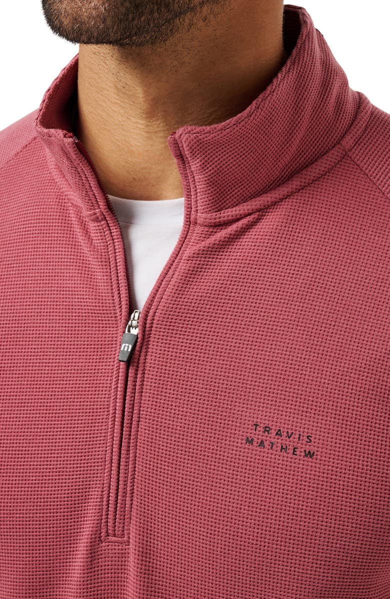 TravisMathew Thermal Quarter Zip Pullover, Alternate, color, Roan Rouge