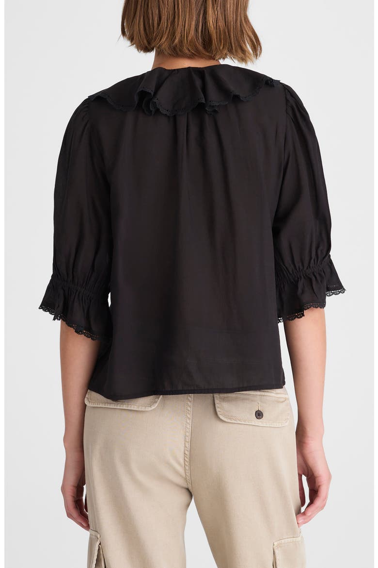 Cotton Blend Ruffle Top, Alternate, color, JET BLACK