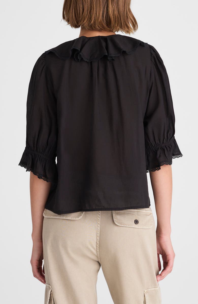 Madewell Cotton Blend Ruffle Top, Alternate, color, Jet Black