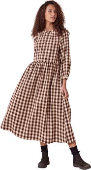 Celtic & Co. Collarless Gingham Midi Dress
